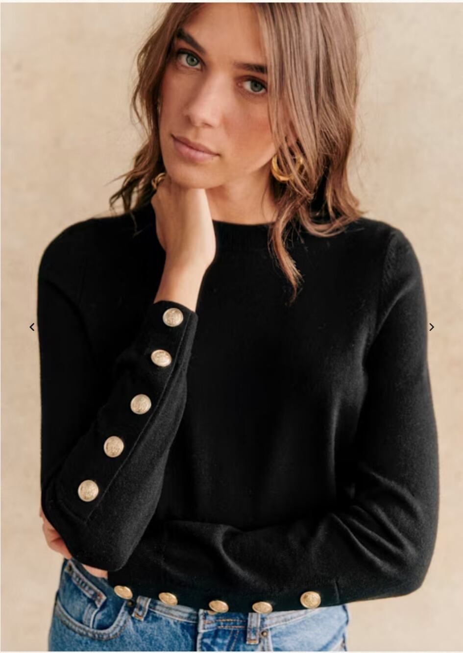 Sezane La Maille Paulo Merino Wool Long Sleeve Jumper Sweater Knit Black Size XL